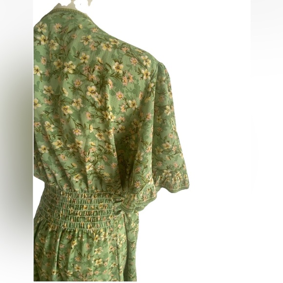 Women's Mex Studio Green Floral maxi Wrap Dress Plus Size 2X Long Outfit - Picture 4 of 6